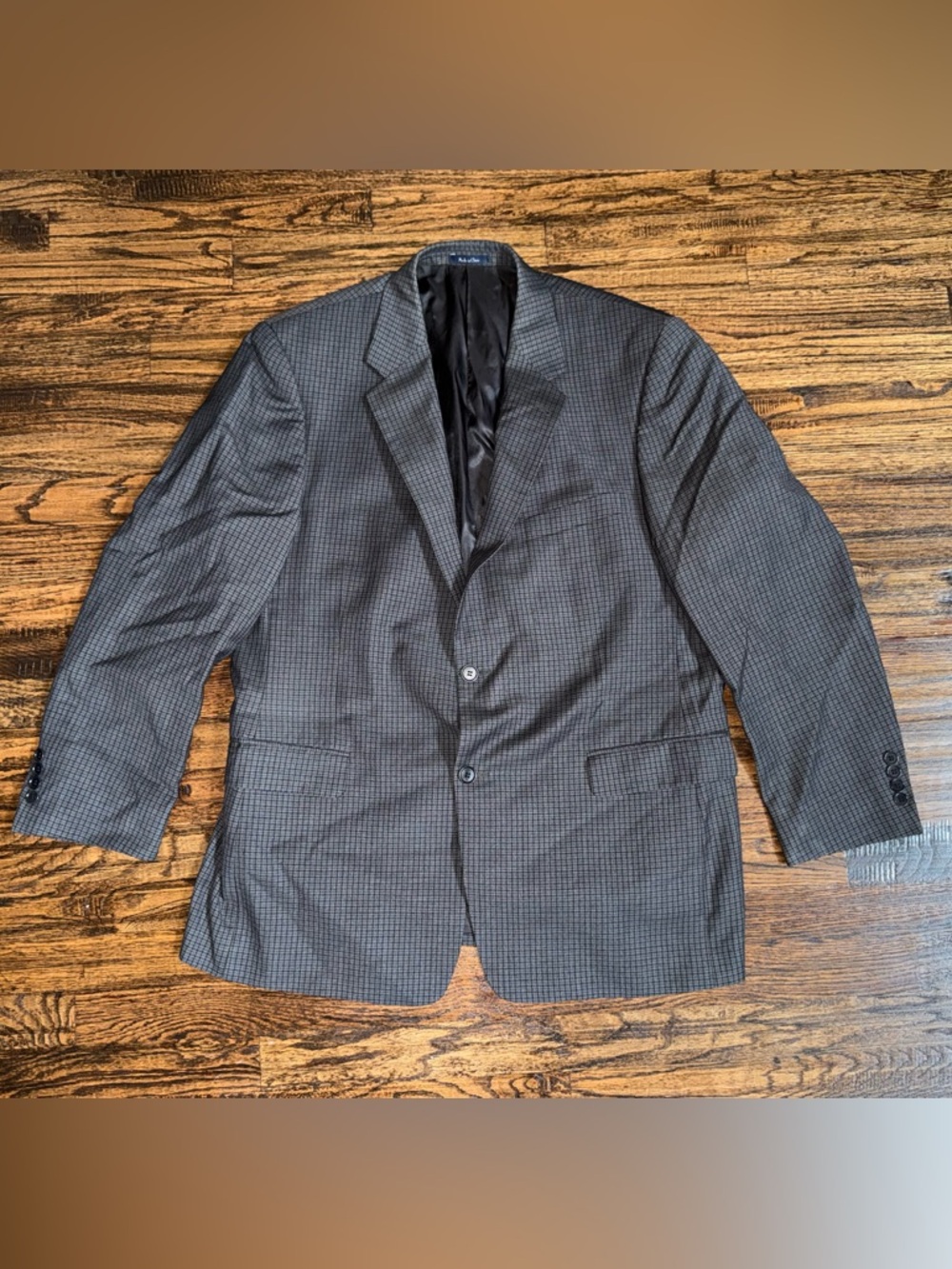 Turnbury Dark Grey Plaid Blazer Suit Jacket Sport Coat Size 44R